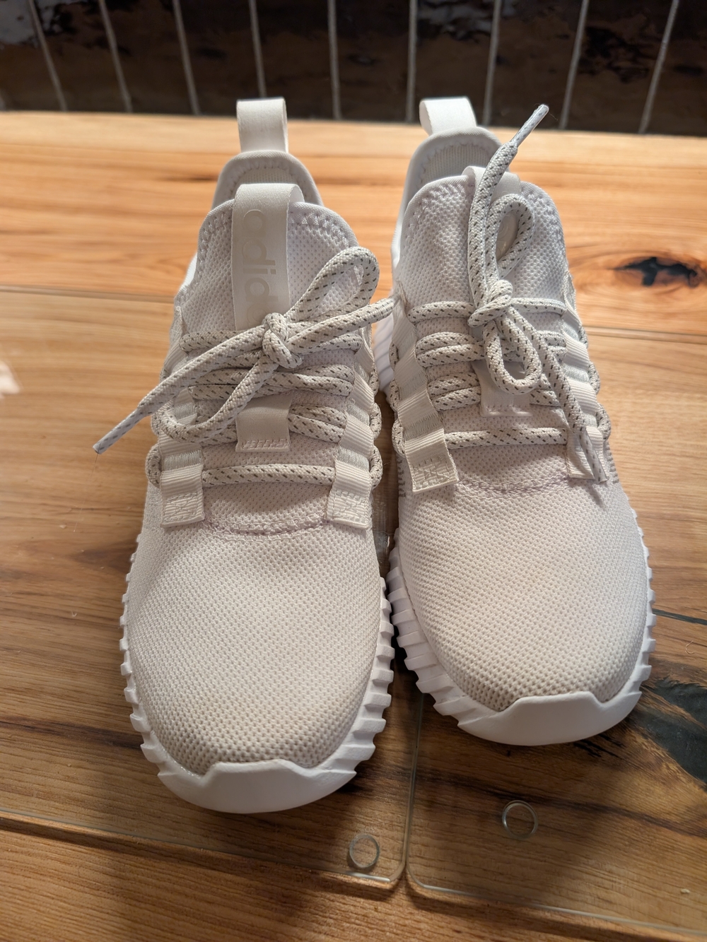 adidas won Once All-Day White Knit Lace-Up Sneakers
